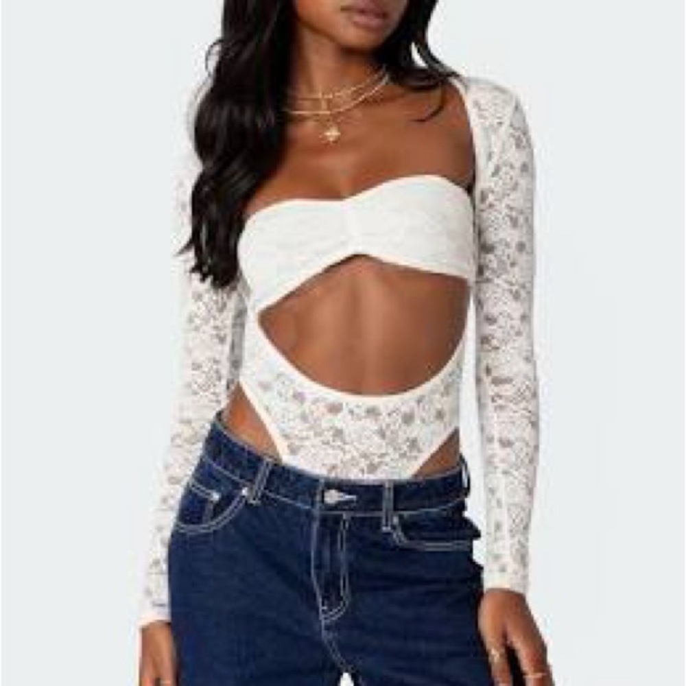 Elegant White Lace Cutout Top